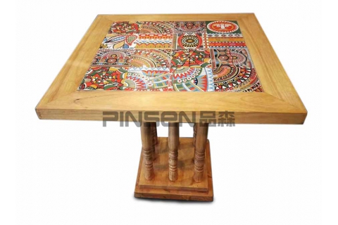 欧式复古实木拼板餐桌