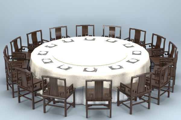 中式包间大圆桌椅子