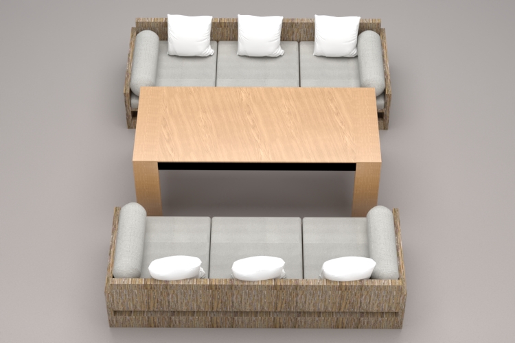 实木休闲长方桌布艺软包沙发