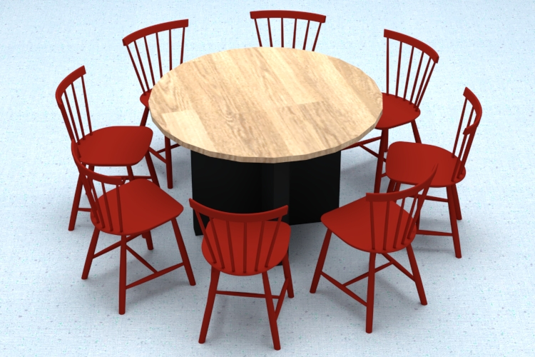 板式圆桌塑料温莎椅
