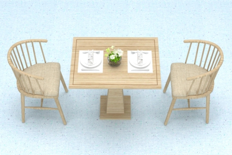 简约实木原木色餐桌桌布艺软包餐椅组合