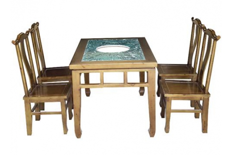 新中式实木火锅桌椅组合