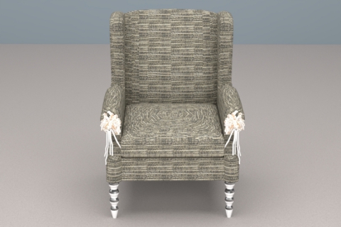 欧式灰色麻布布艺软包休闲单人沙发椅